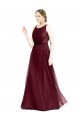 Sleeveless Boat Neck Keyhole Back Tulle A-Line Semi Formal Evening Dress Online