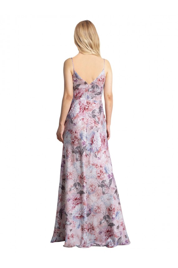 Sleeveless Cowl Neck Stretch Satin & Floral A-Line Formal Evening Dress Online