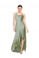 Sleeveless Cowl Neck Criss Cross Open Back Silky Satin A-Line High Low Evening Dress Online