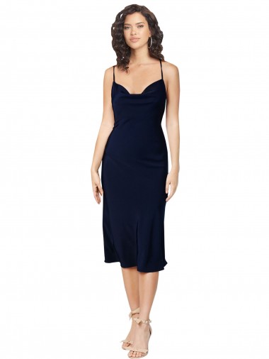 Sleeveless Spaghetti Straps Criss Cross Open Back Silky Satin A-Line Formal Evening Dress Online