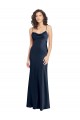 Sleeveless Cowl Neck Open Back Stretch Satin A-Line Black Tie Evening Dress Online