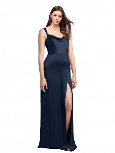 Sleeveless Cowl Neck Low Back Stretch Satin A-Line Formal Evening Dress Online