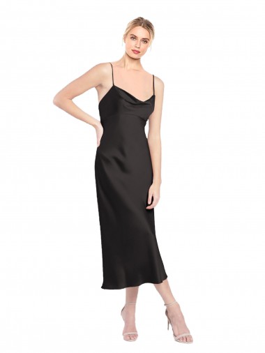 Sleeveless Spaghetti Straps Low Back Stretch Satin A-Line Formal Evening Gowns Online
