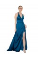Sleeveless Halter Neck Open Back Silky Satin A-Line Formal Evening Dress Online