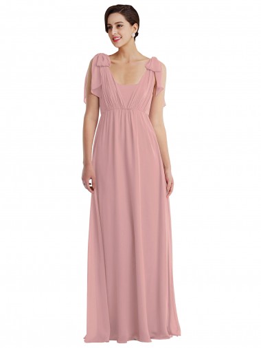 Sleeveless Dusty Pink Halter Neck Soft Chiffon A-Line Semi Formal Evening Dress Online
