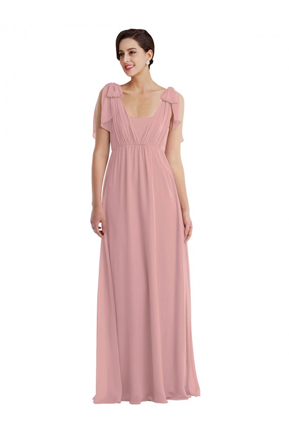Sleeveless Dusty Pink Halter Neck Soft Chiffon A-Line Semi Formal Evening Dress Online