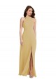 Sleeveless Halter Neck Criss Cross Open Back Soft Chiffon A-Line Semi Formal Evening Dress Online