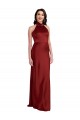 Sleeveless Halter Neck Backless Stretch Satin A-Line Black Tie Evening Dress Online