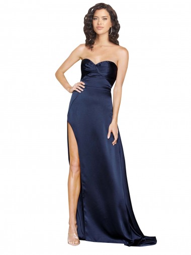 Sleeveless Sweetheart Low Back Silky Satin A-Line Formal Evening Dress Online