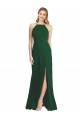 Sleeveless Dark Green Spaghetti Straps Soft Chiffon A-Line Semi Formal Evening Dress Online