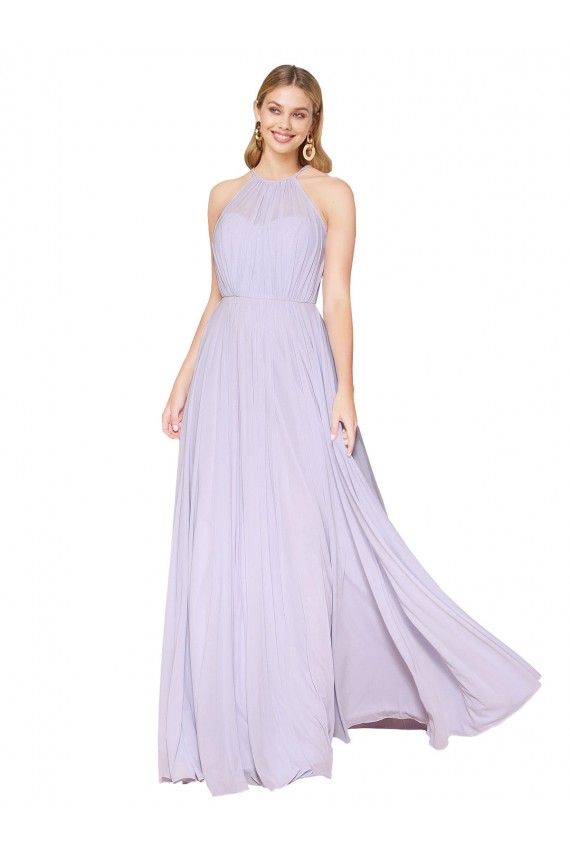 Sleeveless Halter Neck Soft Chiffon A-Line Formal Evening Dress Online