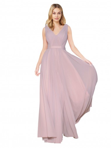 Sleeveless Primrose V-Neck V-Back Soft Chiffon A-Line Formal Evening Dress Online