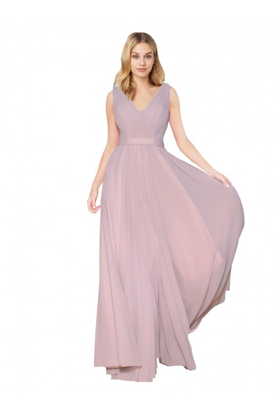 Sleeveless Primrose V-Neck V-Back Soft Chiffon A-Line Formal Evening Dress Online