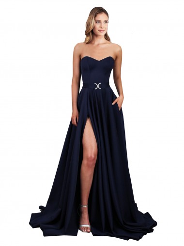 Sleeveless Sweetheart Low Back Stretch Crepe A-Line Formal Dress Online