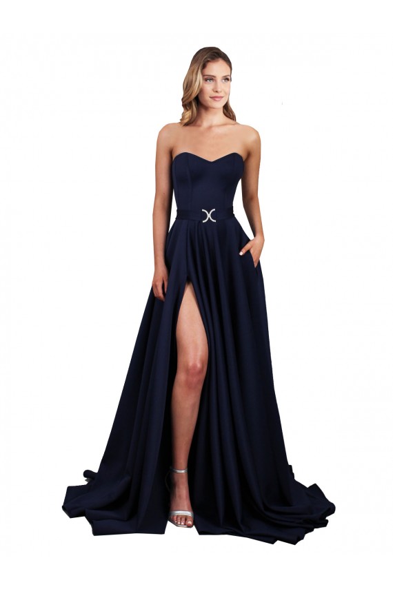 Sleeveless Sweetheart Low Back Stretch Crepe A-Line Formal Dress Online