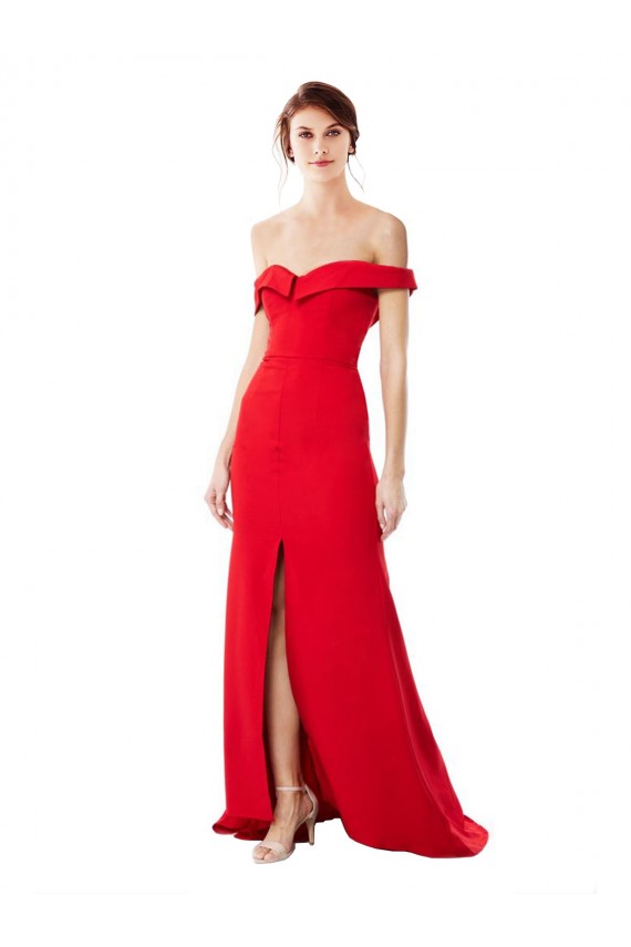 Sleeveless Off the Shoulder Stretch Crepe A-Line Evening Dress Online