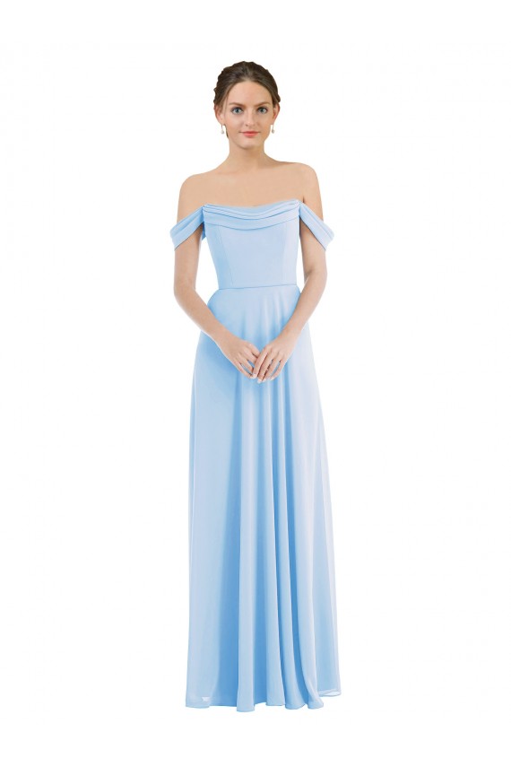 Sleeveless Off the Shoulder Soft Chiffon A-Line Formal Evening Dress Online