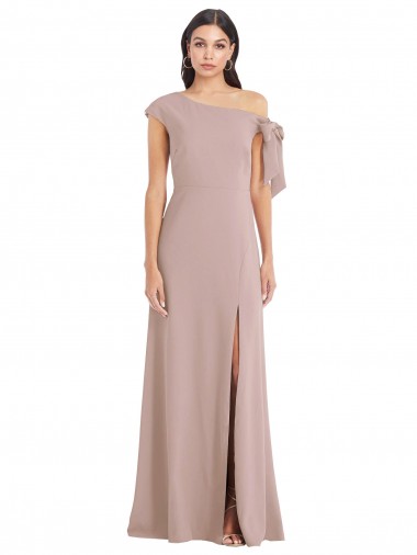 Sleeveless Dusty Pink Off the Shoulder Stretch Crepe A-Line Formal Evening Dress Online