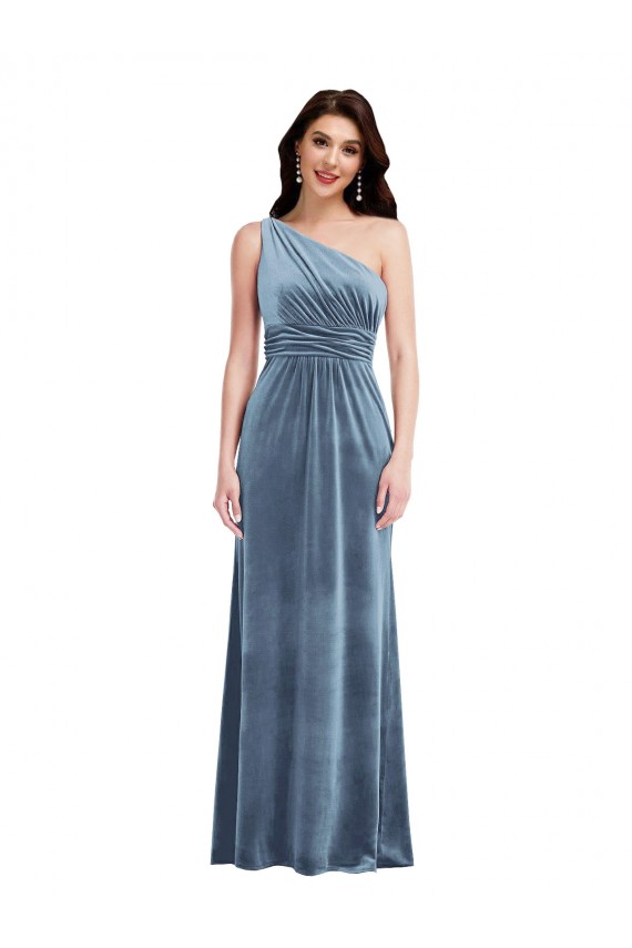 Sleeveless Off the Shoulder Stretch Velvet A-Line Evening Gown Online
