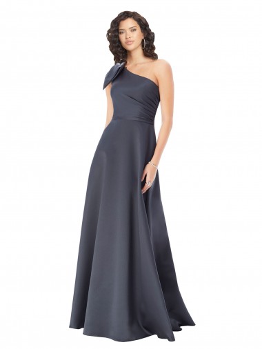 Sleeveless One Shoulder Satin A-Line Formal Evening Dress Online
