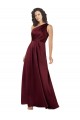 Sleeveless Burgundy One Shoulder Silky Satin A-Line Formal Evening Dress Online