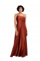 Sleeveless Burnt Orange One Shoulder Silky Satin A-Line Black Tie Evening Dress Online