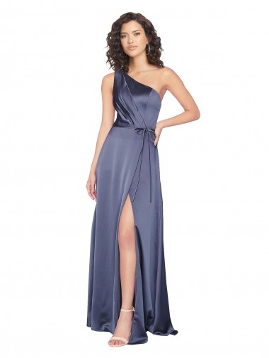 Sleeveless Dusk One Shoulder Silky Satin A-Line Formal Evening Dress Online