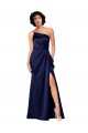 Sleeveless Sapphire One Shoulder Silky Satin A-Line Black Tie Evening Dress Online