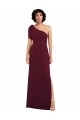 Sleeveless Burgundy One Shoulder Soft Chiffon A-Line Formal Evening Dress Online