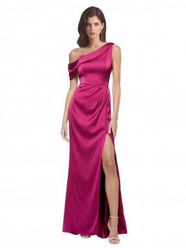 Sleeveless One Shoulder Stretch Satin A-Line Evening Dress Online