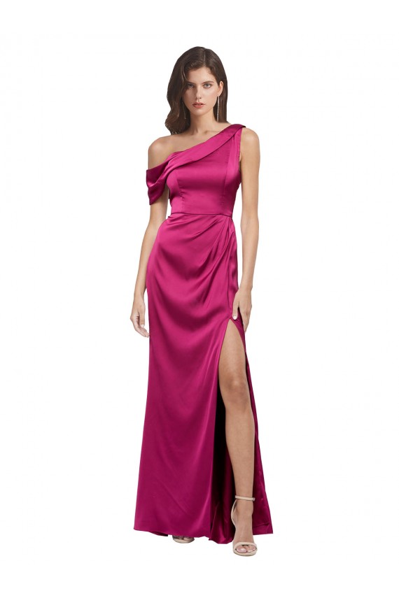 Sleeveless One Shoulder Stretch Satin A-Line Evening Dress Online