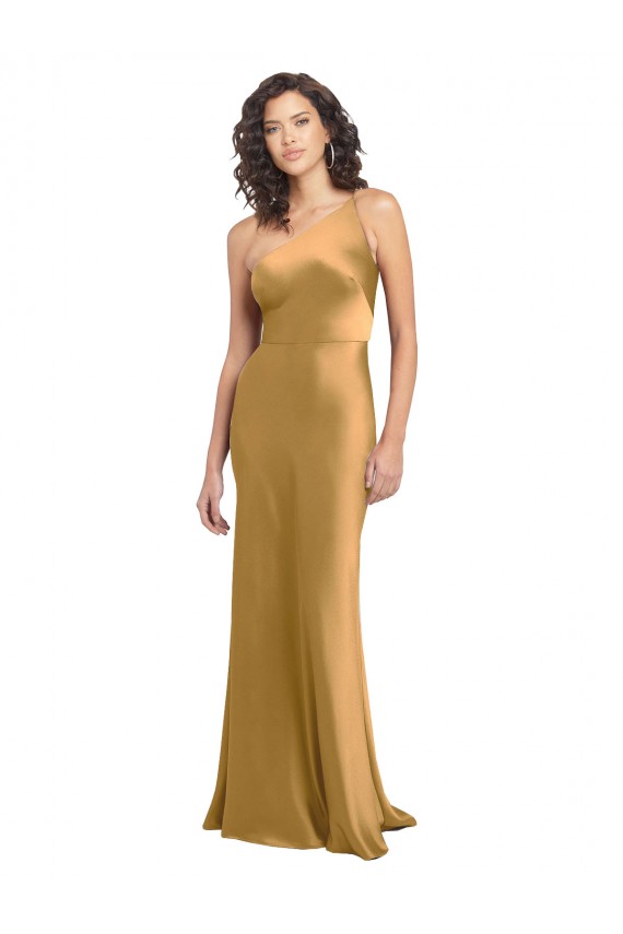 Sleeveless One Shoulder Stretch Satin A-Line Formal Evening Dress Online