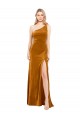 Sleeveless One Shoulder Stretch Velvet A-Line Formal Evening Dress Online