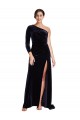 Long Sleeves One Shoulder Stretch Velvet A-Line Formal Evening Dress Online