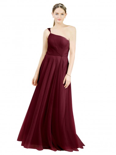 Sleeveless One Shoulder Tulle A-Line Semi Formal Evening Dress Online