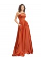 Sleeveless Round Neck Low Back Silky Satin A-Line Formal Evening Dress Online