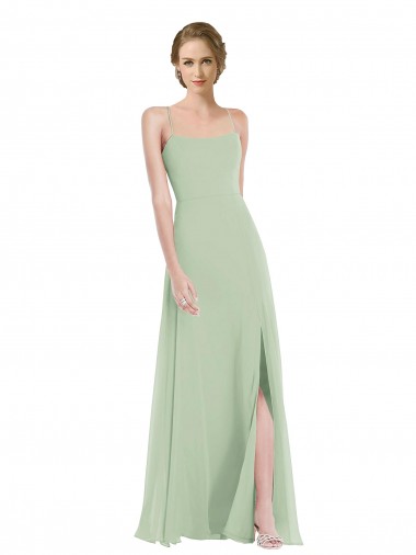 Sleeveless Scoop Neck Criss Cross Back Soft Chiffon A-Line Semi Formal Evening Dress Online