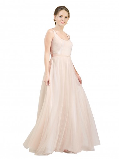 Sleeveless Scoop Neck Open Back Tulle A-Line Semi Formal Evening Dress Online