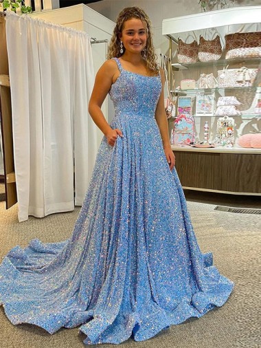 Sleeveless Scoop Neck Velvet Sequin A-Line Evening Dress Online