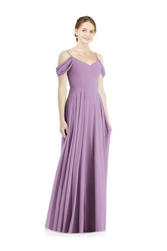 Sleeveless Off the Shoulder Open Back Soft Chiffon A-Line Semi Formal Evening Dress Online