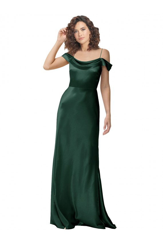 Sleeveless Off the Shoulder V-Back Stretch Satin A-Line Formal Evening Dress Online