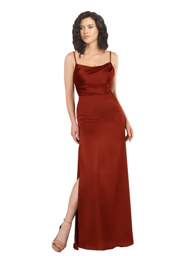 Sleeveless Red Spaghetti Straps Low Back Silky Satin A-Line Formal Evening Dress Online