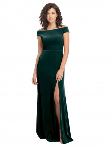 Cap Sleeves Square Neck Stretch Velvet A-Line Formal Evening Dress Online