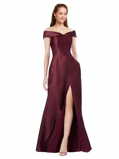 Cap Sleeves Off the Shoulder Satin A-Line Black Tie Evening Dress Online