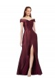 Cap Sleeves Off the Shoulder Satin A-Line Black Tie Evening Dress Online