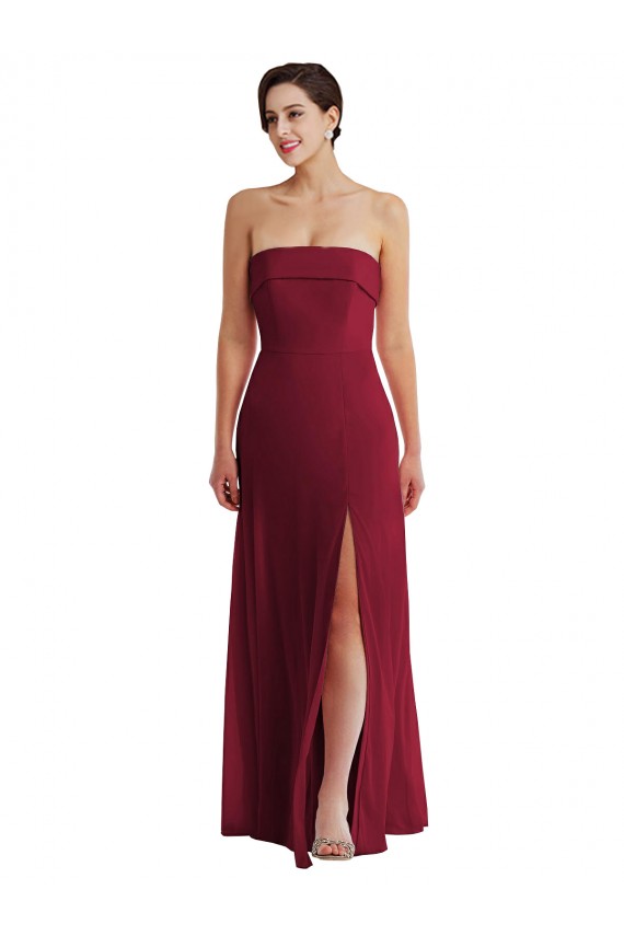 Sleeveless Strapless Low Back Soft Chiffon A-Line Formal Evening Dress Online