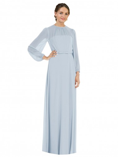 Puff Sleeves Strapless Keyhole Back Soft Chiffon A-Line Formal Evening Dress Online