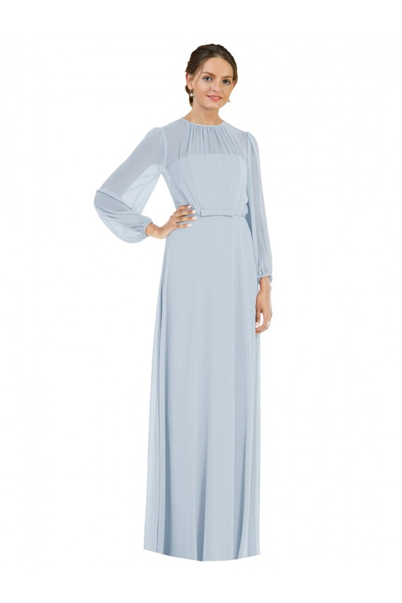 Puff Sleeves Strapless Keyhole Back Soft Chiffon A-Line Formal Evening Dress Online