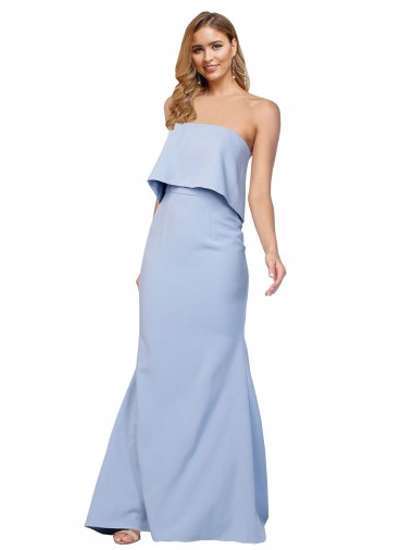 Sleeveless Strapless Low Back Stretch Crepe A-Line Formal Dress Online