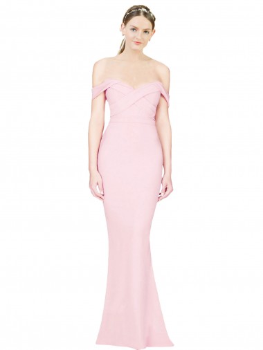 Sleeveless Pink Strapless Low Back Stretch Crepe A-Line Formal Evening Dress Online